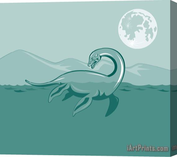 Collection 10 Loch Ness Monster Retro Stretched Canvas Painting / Canvas Art
