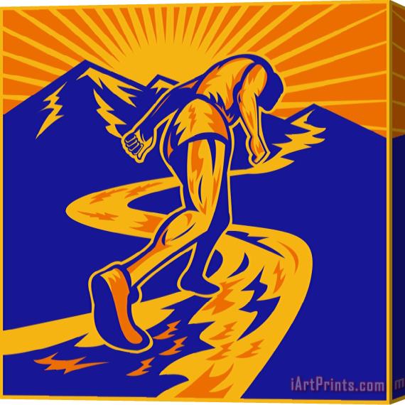 Collection 10 Marathon runner or jogger on mountain road Stretched Canvas Painting / Canvas Art