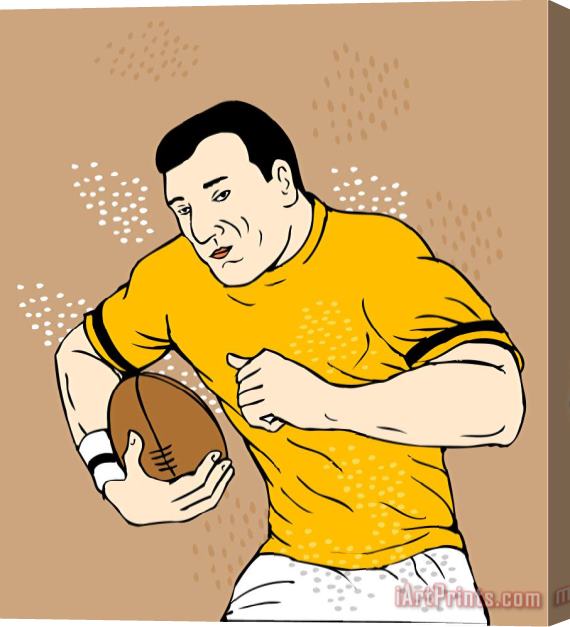 Collection 10 Rugby Player Runningwith The Ball Stretched Canvas Print / Canvas Art