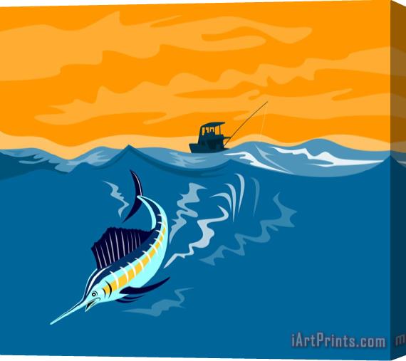 Collection 10 Sailfish fishing boat Stretched Canvas Painting / Canvas Art