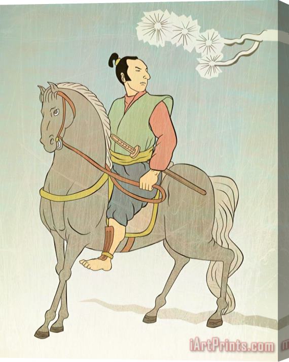 Collection 10 Samurai warrior riding horse Stretched Canvas Print / Canvas Art