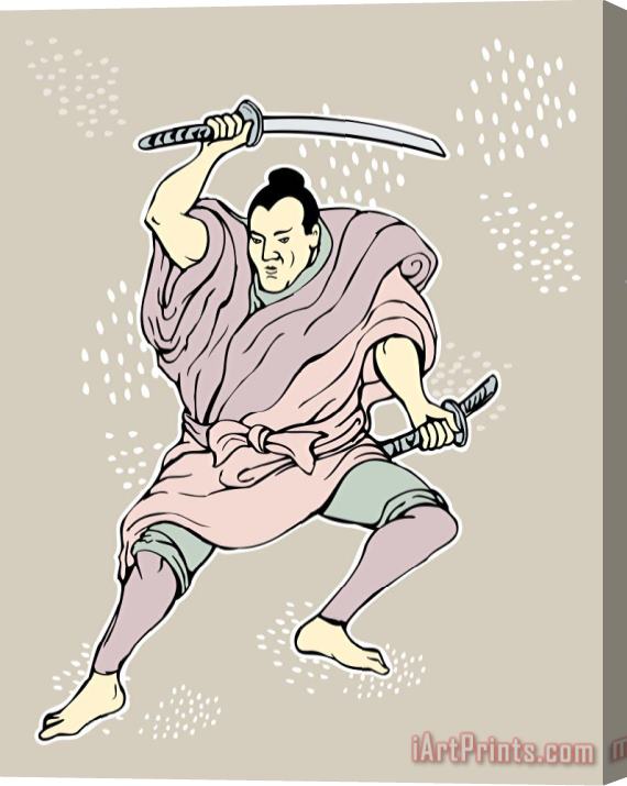 Collection 10 Samurai warrior with katana sword Stretched Canvas Print / Canvas Art