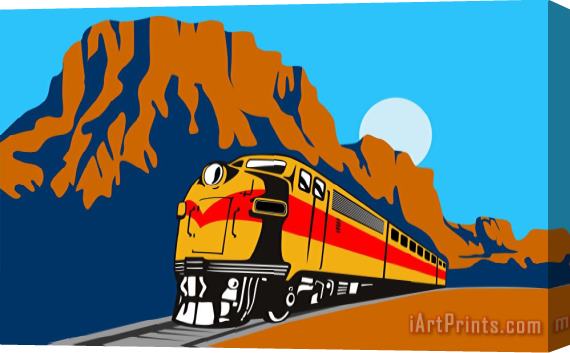 Collection 10 Train traveling with canyon Stretched Canvas Painting / Canvas Art