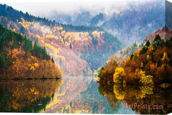 Collection 12 Autumn Lake Stretched Canvas Painting / Canvas Art
