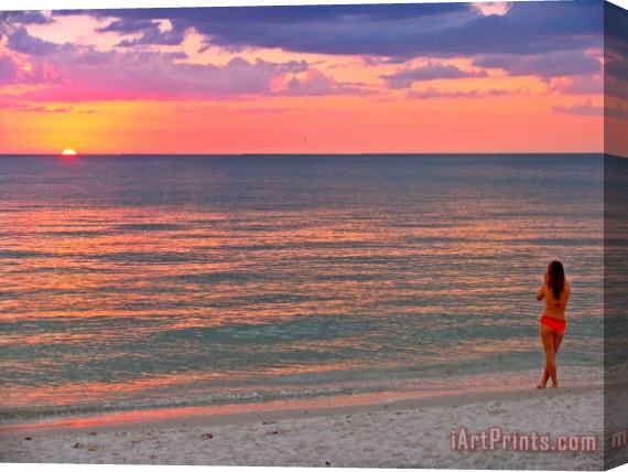 Collection 14 Beach Girl and Sunset Stretched Canvas Print / Canvas Art