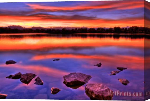 Collection 14 Sunset Lake Stretched Canvas Painting / Canvas Art