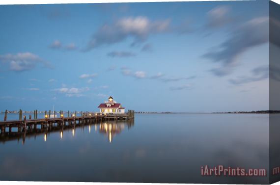 Collection 3 Roanoke Marshes OBX Lighthouse Blue Hour Dusk Stretched Canvas Print / Canvas Art