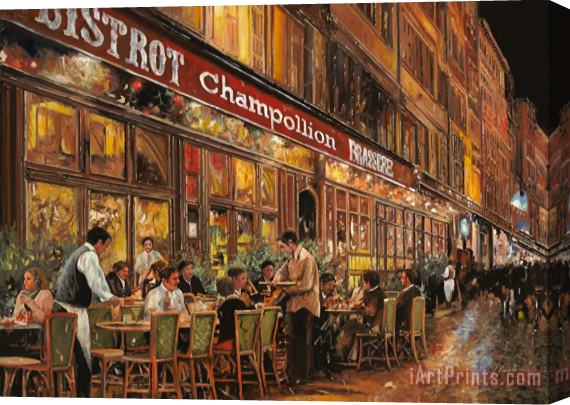 Collection 7 Bistrot Champollion Stretched Canvas Print / Canvas Art
