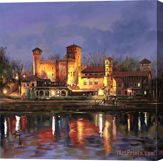 Collection 7 Torino-il borgo medioevale di notte Stretched Canvas Painting / Canvas Art