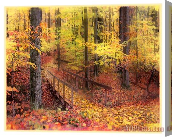 Collection 8 Autumn footbridge Stretched Canvas Painting / Canvas Art