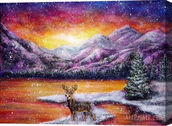 Collection 9 Sunset Snow Stretched Canvas Painting / Canvas Art