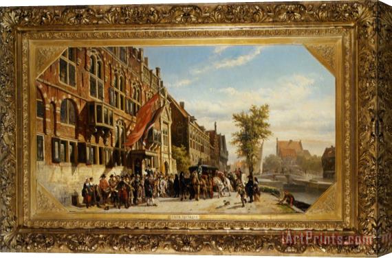 Cornelis Springer A Visit of Bayliff Ten Frootenhuys to The Guild of Archers Stretched Canvas Print / Canvas Art