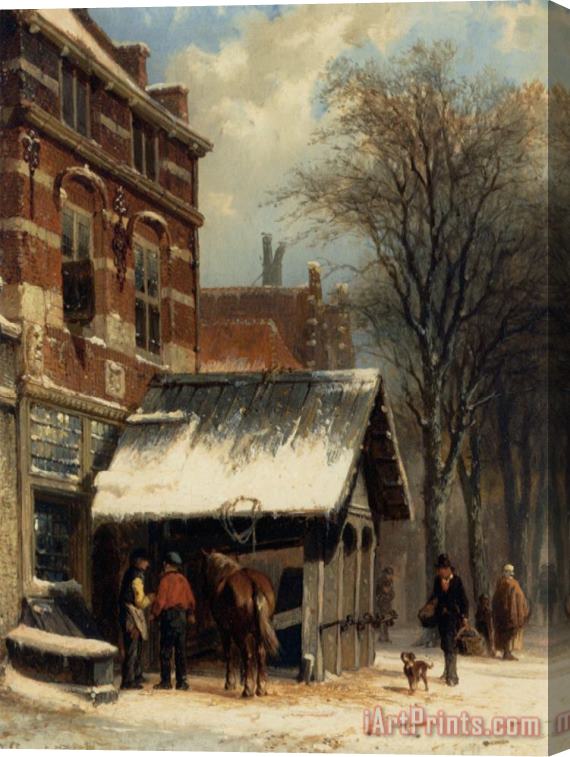 Cornelis Springer The Smithy of Culemborg in The Winter Stretched Canvas Print / Canvas Art
