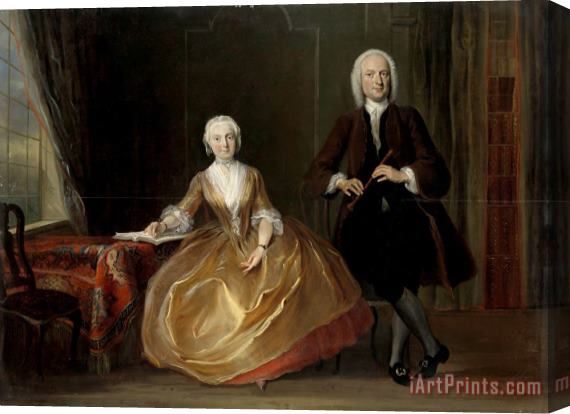 Cornelis Troost A Couple Making Music Stretched Canvas Print / Canvas Art