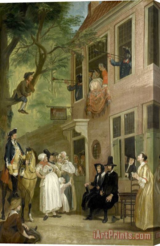 Cornelis Troost Misled: The Ambassador of The Rascals Exposes Himself From The Window of 't Bokki Tavern in The Haarlemmerhout Stretched Canvas Print / Canvas Art