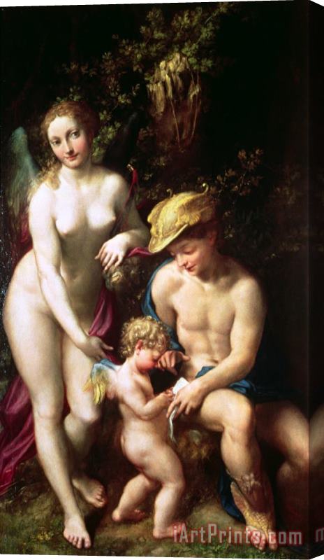 Correggio Venus with Mercury And Cupid ('the School of Love') Stretched Canvas Painting / Canvas Art