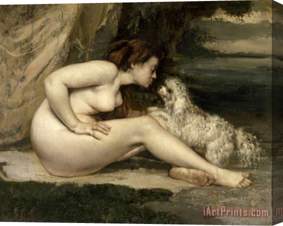 Courbet, Gustave Nude Woman with a Dog Stretched Canvas Print / Canvas Art