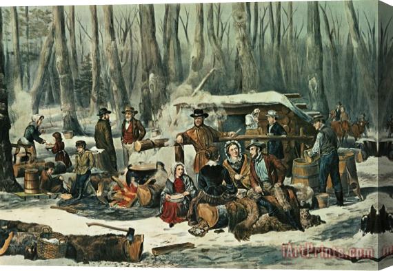 Currier and Ives American Forest Scene Stretched Canvas Painting / Canvas Art