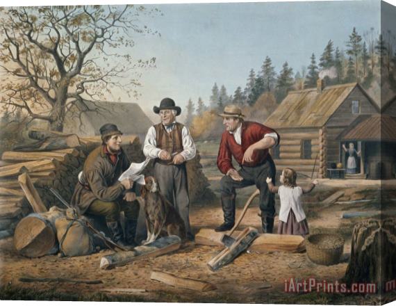 Currier and Ives Arguing the Point Stretched Canvas Print / Canvas Art