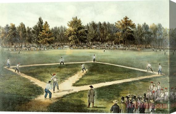 Currier and Ives The American National Game of Baseball Grand Match at Elysian Fields Stretched Canvas Print / Canvas Art