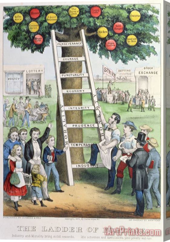 Currier and Ives The Ladder of Fortune Stretched Canvas Painting / Canvas Art