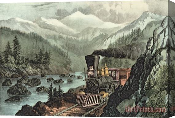 Currier and Ives The Route To California Stretched Canvas Painting / Canvas Art
