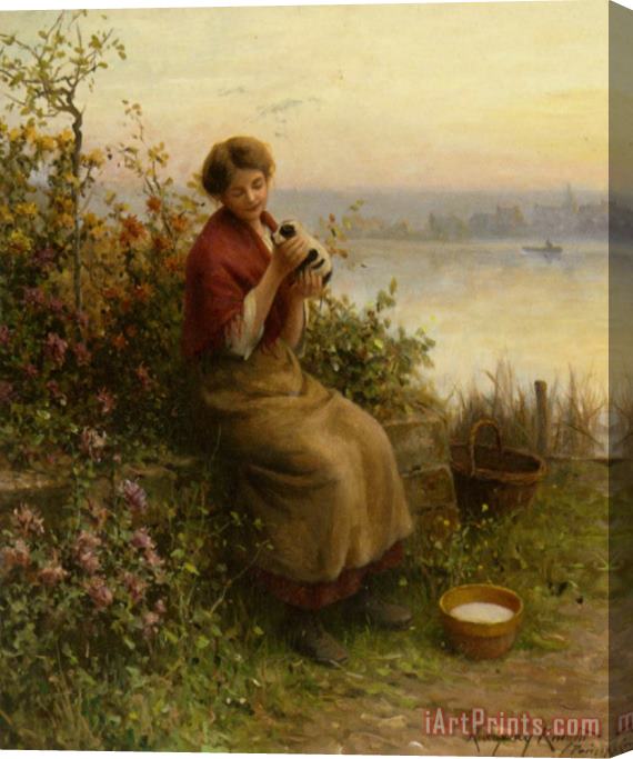 Daniel Ridgway Knight A New Puppy Stretched Canvas Painting / Canvas Art