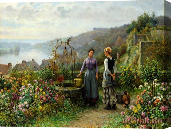 Daniel Ridgway Knight At The Well Stretched Canvas Print / Canvas Art