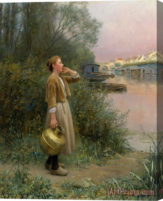 Daniel Ridgway Knight Girl with Water Jug Stretched Canvas Print / Canvas Art