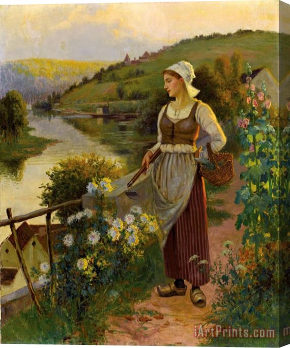 Daniel Ridgway Knight Tending to The Garden Stretched Canvas Print / Canvas Art