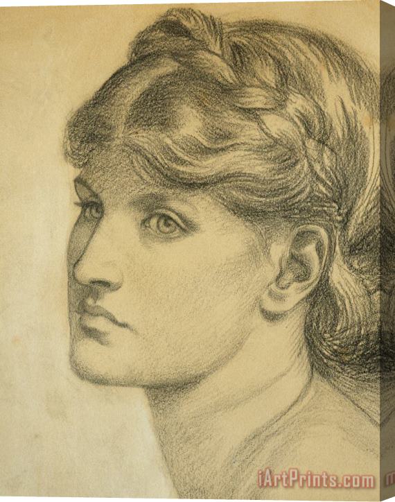 Dante Charles Gabriel Rossetti Study Of A Head For The Bower Meadow Stretched Canvas Print / Canvas Art