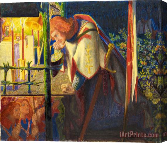Dante Gabriel Rossetti Sir Galahad at The Ruined Chapel Stretched Canvas Painting / Canvas Art