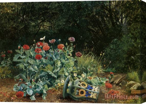David Bates Summer Flowers in a Quiet Corner of The Garden Stretched Canvas Print / Canvas Art