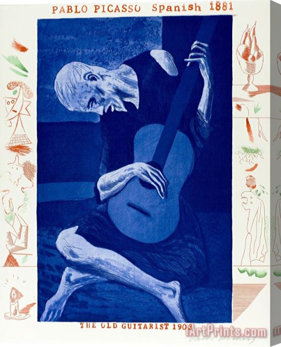 David Hockney The Old Guitarist, 1976 Stretched Canvas Print / Canvas Art