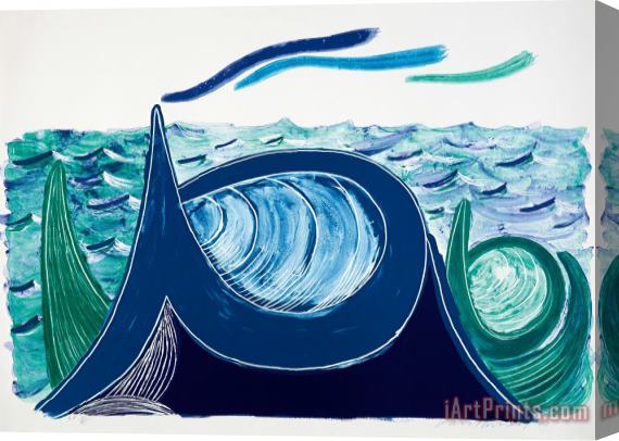 David Hockney The Wave, a Lithograph, 1990 Stretched Canvas Painting / Canvas Art