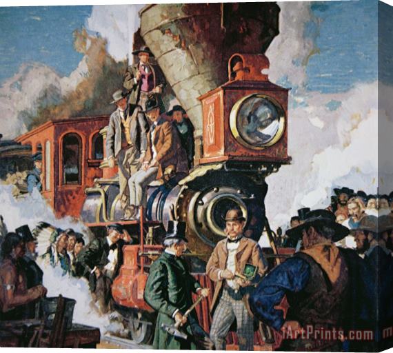 Dean Cornwall The Ceremony of the Golden Spike on 10th May Stretched Canvas Print / Canvas Art