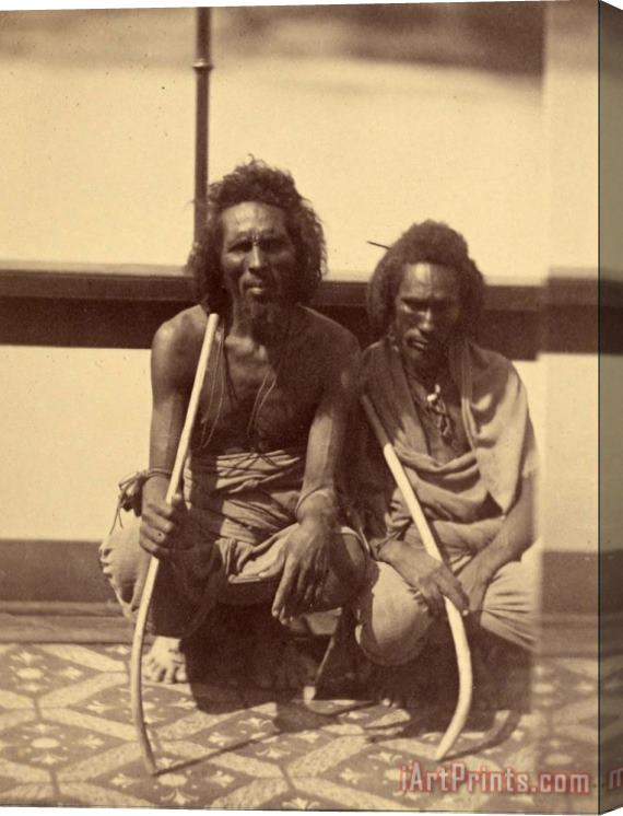 Despoineta (portrait of Two Native Men Sitting on a Boat Holding Long Curved Sticks) Stretched Canvas Print / Canvas Art