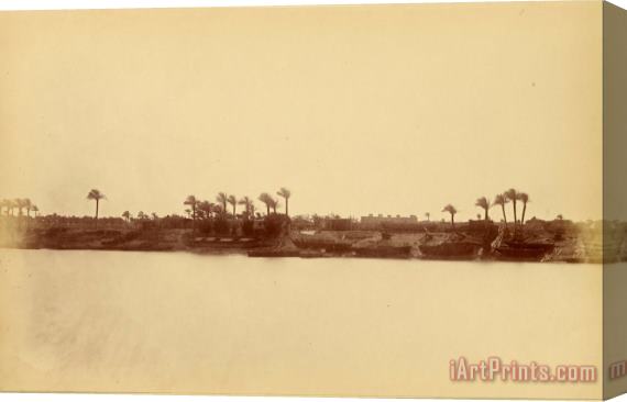 Despoineta Banks of The Nile with Palm Trees And Boats Stretched Canvas Print / Canvas Art