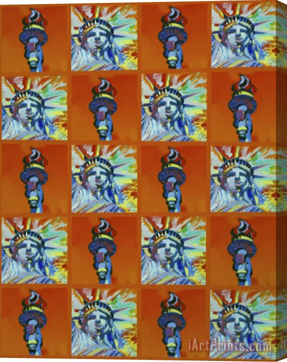 Diana Ong Miss Liberty III Orange Stretched Canvas Painting / Canvas Art