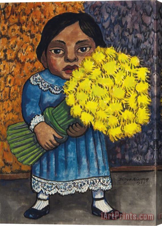 Diego Rivera Nina Con Flores Amarillas, 1950 Stretched Canvas Painting / Canvas Art