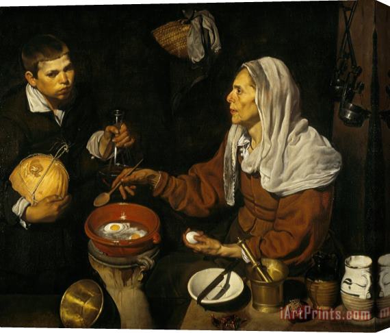 Diego Rodriguez de Silva y Velazquez An Old Woman Cooking Eggs Stretched Canvas Print / Canvas Art
