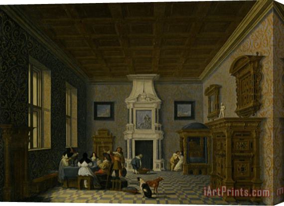 Dirck Van Delen A Palace Interior with Cavaliers Cavorting with Nuns Stretched Canvas Print / Canvas Art