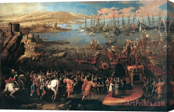 Domenico Gargiulo The Landing of The Infanta Maria at Naples Stretched Canvas Painting / Canvas Art