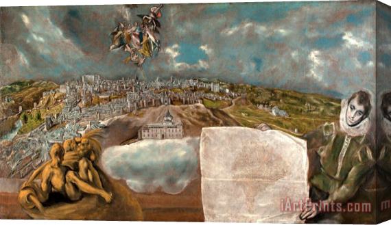 Domenikos Theotokopoulos, El Greco View And Plan of Toledo Stretched Canvas Print / Canvas Art