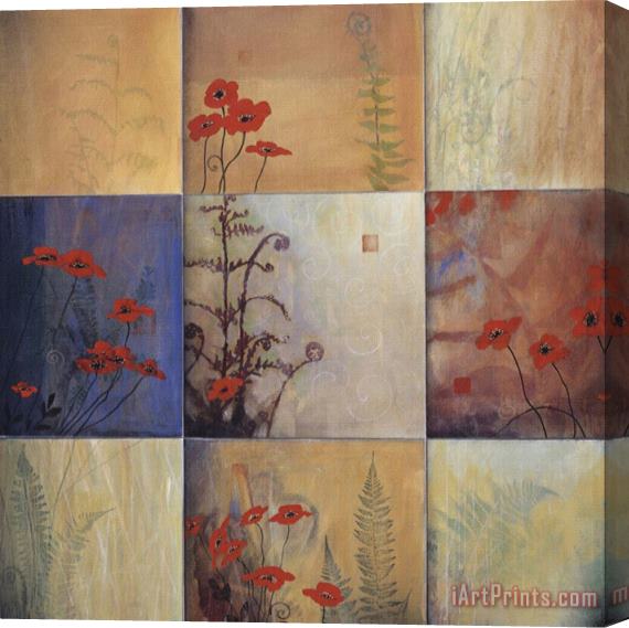 don li leger Poppy And Fern Nine Patch Stretched Canvas Painting / Canvas Art
