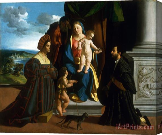 Dosso Dossi The Holy Family, with The Young Saint John The Baptist, a Cat, And Two Donors Stretched Canvas Print / Canvas Art