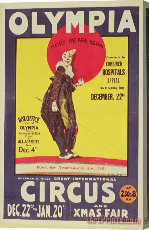 Dudley Hardy Bertram Mills circus poster Stretched Canvas Print / Canvas Art