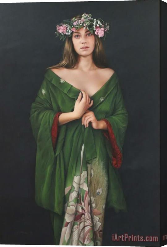 Duffy Sheridan Green Kimono Stretched Canvas Painting / Canvas Art