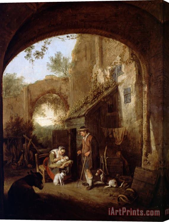 Dusart, Cornelis Figures in The Courtyard of an Old Building Stretched Canvas Print / Canvas Art