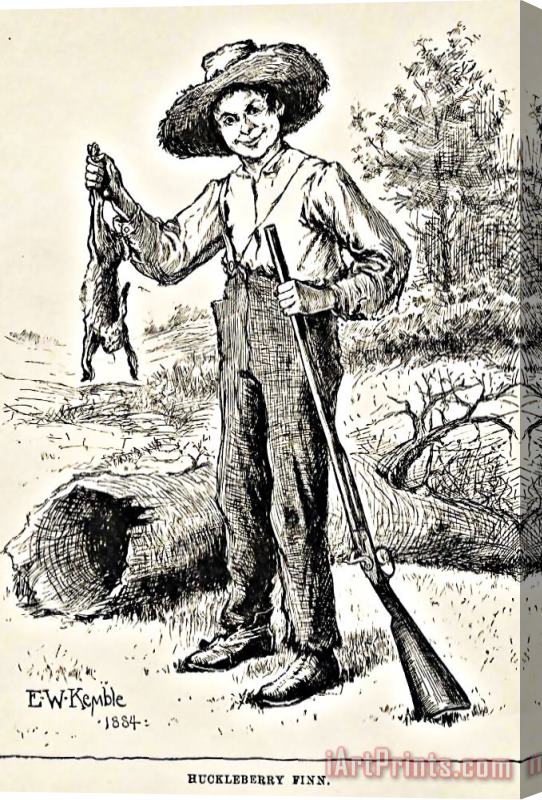 E W Kemble Huckleberry Finn Illustration Drawing Print Stretched Canvas Painting / Canvas Art